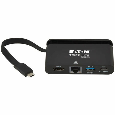 Eaton Tripp Lite Series USB-C Multiport Adapter - 4K HDMI, USB 3.x (5Gbps) Hub Port, GbE, Self-Storing Cable, 100W PD Charging, Black