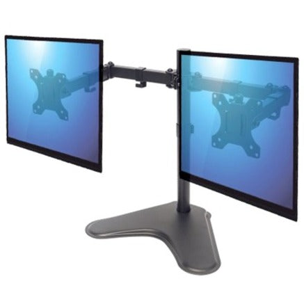 Manhattan TV & Monitor Mount, Desk, Double-Link Arms, 2 screens, Screen Sizes: 10-27" , Black, Stand Assembly, Dual Screen, VESA 75x75 to 100x100mm, Max 8kg (each), Lifetime Warranty