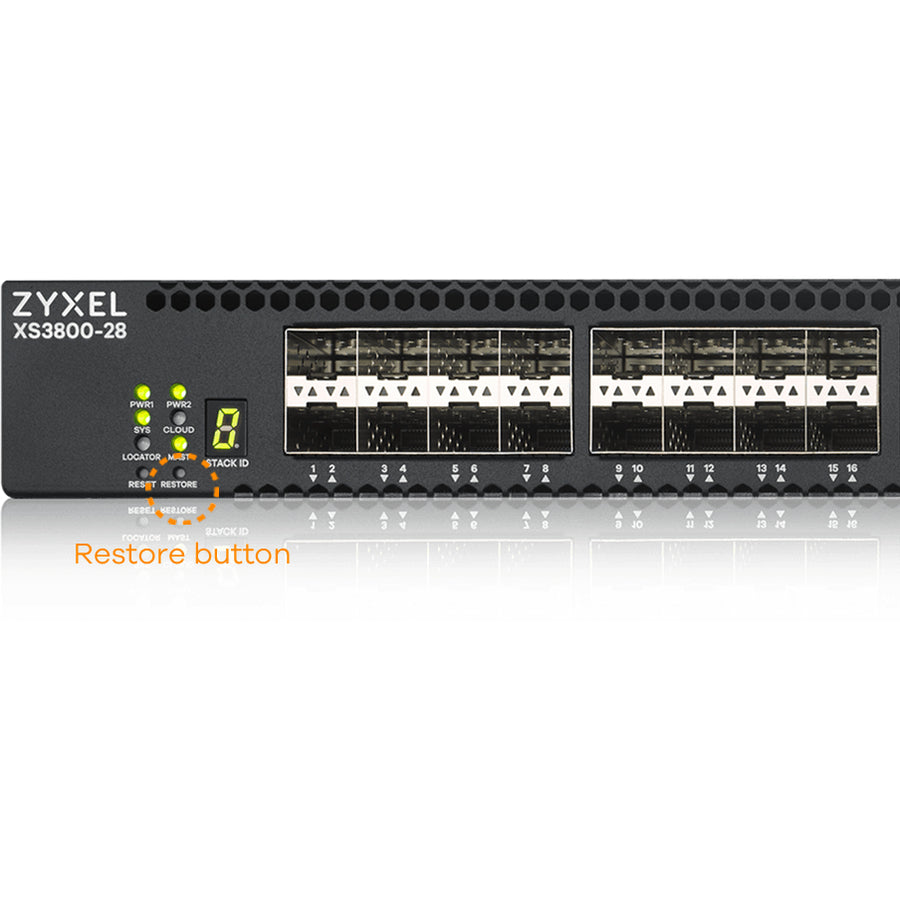 ZYXEL XS3800-28 24-port 10G Multi-Gigabit L3 Managed Aggregation Switch with 16 SFP+ 10G Ports, 8 10G Combo (SFP+/RJ-45) Ports and 4 10G Ethernet Ports