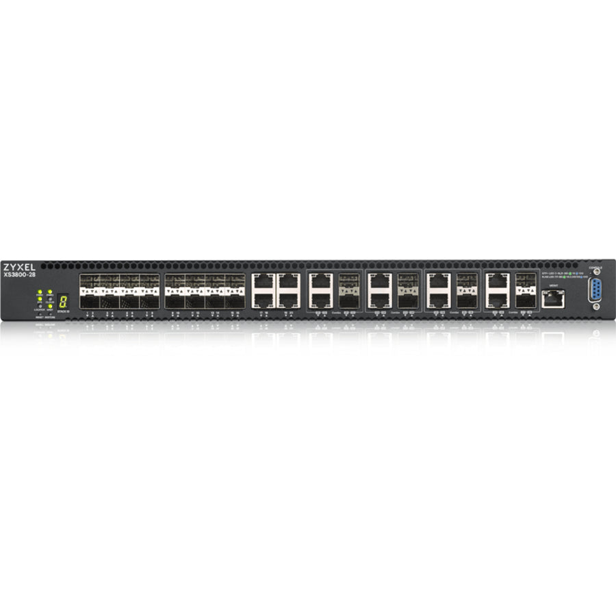 ZYXEL XS3800-28 24-port 10G Multi-Gigabit L3 Managed Aggregation Switch with 16 SFP+ 10G Ports, 8 10G Combo (SFP+/RJ-45) Ports and 4 10G Ethernet Ports