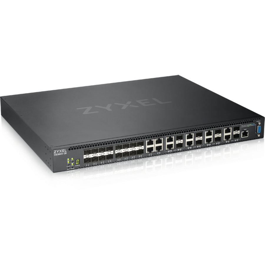 ZYXEL XS3800-28 24-port 10G Multi-Gigabit L3 Managed Aggregation Switch with 16 SFP+ 10G Ports, 8 10G Combo (SFP+/RJ-45) Ports and 4 10G Ethernet Ports