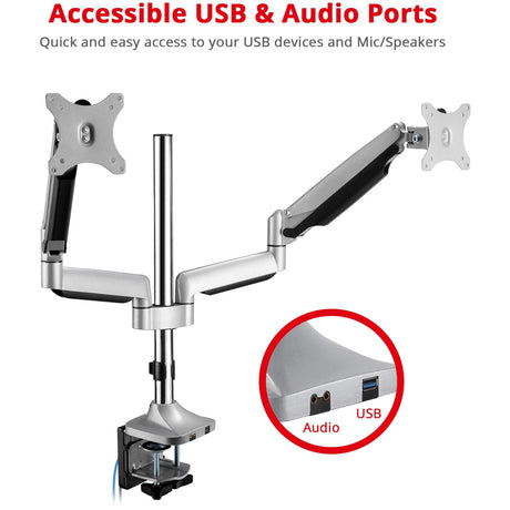 Dual Monitor Desk Mount w USB