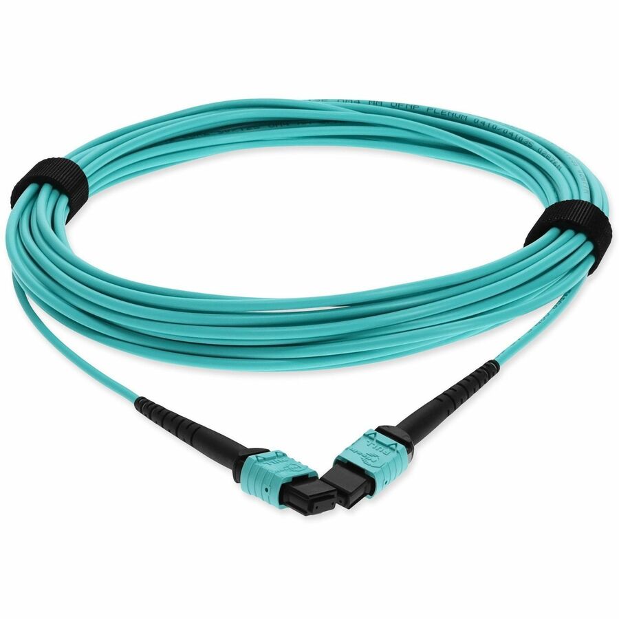 AddOn 3m MPO (Female) to MPO (Female) 12-Strand Aqua OM3 Crossover Fiber Plenum Rated Patch Cable