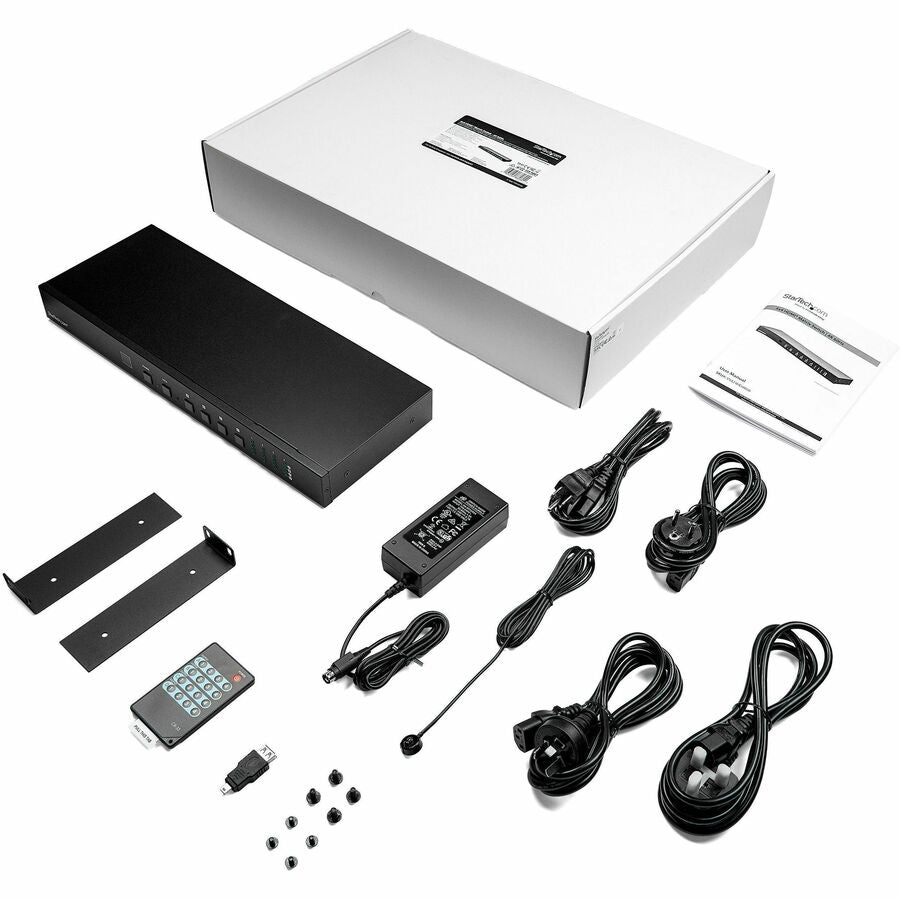 StarTech.com 4x4 HDMI Matrix Switch with Audio and Ethernet Control - 4K 60Hz - HDMI Switcher Box - Rack Mountable - With Remote Ethernet & RS232 Control