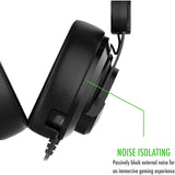 Plugable Performance Onyx Gaming Headset with Retractable Microphone, Noise Isolation, Memory Foam Ear Cushions