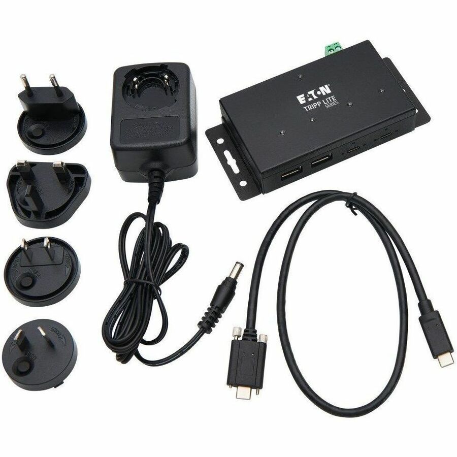 Eaton Tripp Lite Series Industrial 4-Port USB-C Hub - USB 3.x Gen 2 (10Gbps), 2x USB-A & 2x USB-C Ports, 15 kV ESD Immunity, TAA