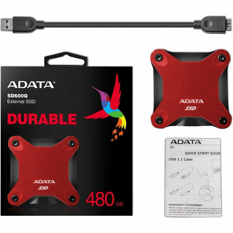 Adata SD600Q 480 GB Portable Solid State Drive - External - Red