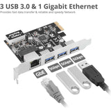 SIIG USB 3.0 3-Port Hub with LAN PCIe Host Card