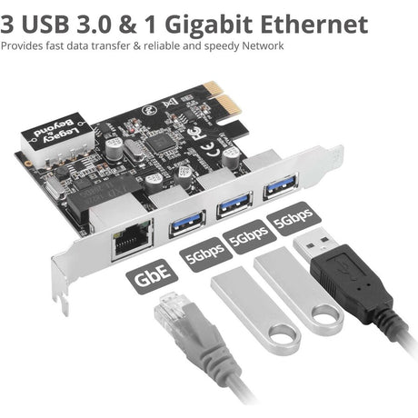 SIIG USB 3.0 3-Port Hub with LAN PCIe Host Card