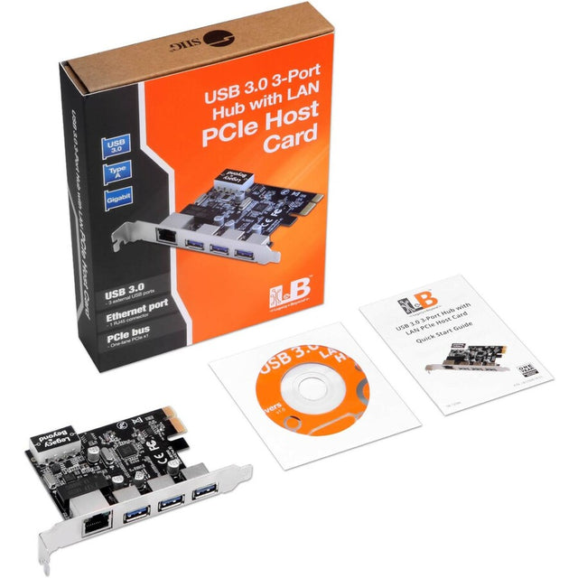 SIIG USB 3.0 3-Port Hub with LAN PCIe Host Card