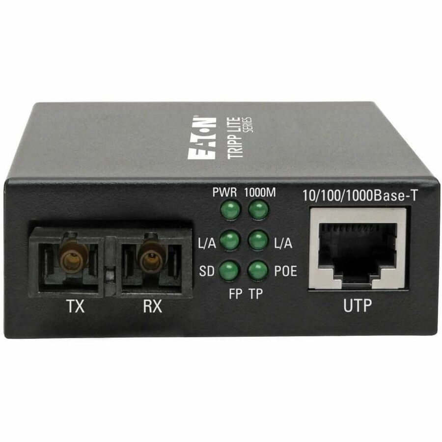 Eaton Tripp Lite Series Gigabit Singlemode Fiber to Ethernet Media Converter, POE+ - 10/100/1000 SC, 1310 nm, 20 km (12.4 mi.)