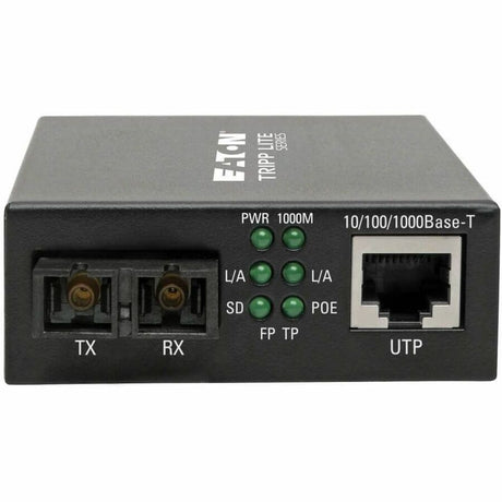 Eaton Tripp Lite Series Gigabit Singlemode Fiber to Ethernet Media Converter, POE+ - 10/100/1000 SC, 1310 nm, 20 km (12.4 mi.)