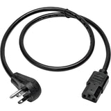 Eaton Tripp Lite Series Desktop Computer AC Power Cord, Right-Angle NEMA 5-15P to C13 - 10A, 125V, 18 AWG, 10 ft. (3.05 m), Black