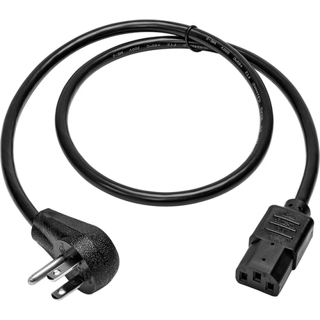 Eaton Tripp Lite Series Desktop Computer AC Power Cord, Right-Angle NEMA 5-15P to C13 - 10A, 125V, 18 AWG, 10 ft. (3.05 m), Black