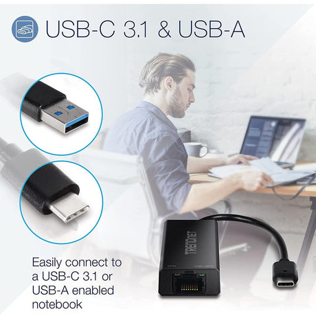 TRENDnet USB-C 3.1 To 2.5GBase-T Ethernet Adapter, IEEE 802.3bz 2.5GBASE-T Compliant, Supports Up to 2.5Gbps connection Speeds, Supports 802.1p (CoS) And 802.1Q (VLAN), Black, TUC-ET2G (V2.0R)