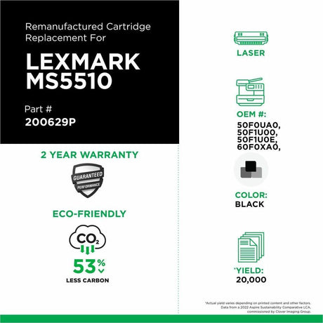Clover Imaging Remanufactured Ultra High Yield Toner Cartridge for Lexmark MS510/MS610/MX510/MX610