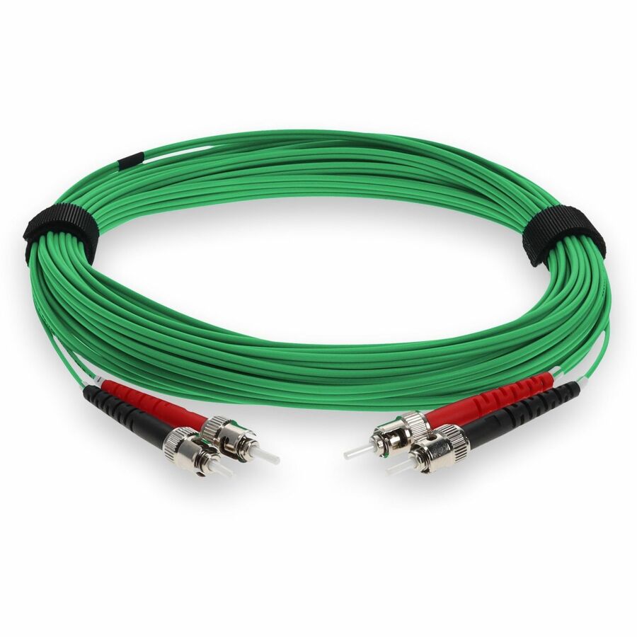 AddOn 3m ST (Male) to ST (Male) Green OM3 Duplex Fiber OFNR (Riser-Rated) Patch Cable