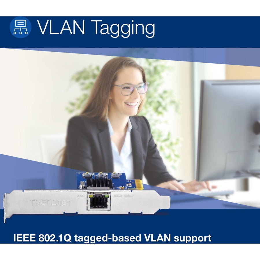 TRENDnet 2.5Gase-T PCIe Network Adapter; Standard and Low-Profile Brackets Included; Windows; Server; Linux and Vmware Esxi 6.X; 5.X; TEG-25GECTX