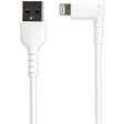 StarTech.com 1m USB A to Lightning Cable iPhone iPad Durable Right Angled 90 Degree White Charger Cord w/Aramid Fiber Apple MFI Certified