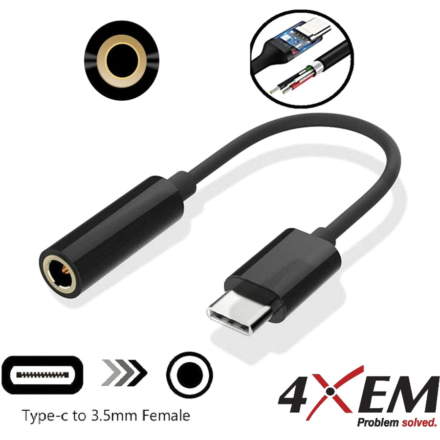 4XEM USB-C Male To 3.5mm Female Adapter Black