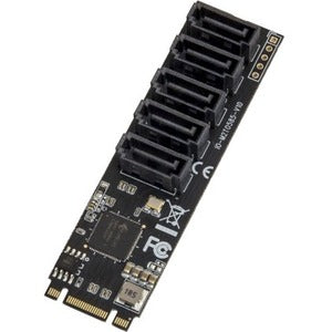 SYBA Multimedia 5 port Non-RAID SATA III 6Gbp/s to M.2 B+M Key Adapter PCI-e 3.0 x2 bandwith