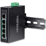 TRENDnet 5-Port Industrial Fast Ethernet DIN-Rail Switch, TI-PE50, Ethernet Splitter, NDAA & TAA Compliant, 90W, DIN-Rail, IP30 Rated, Lifetime Protection, Black