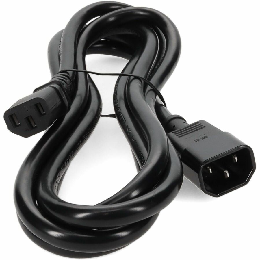 8ft C13 Female to C14 Male 14AWG 100-250V at 10A Black Power Cable