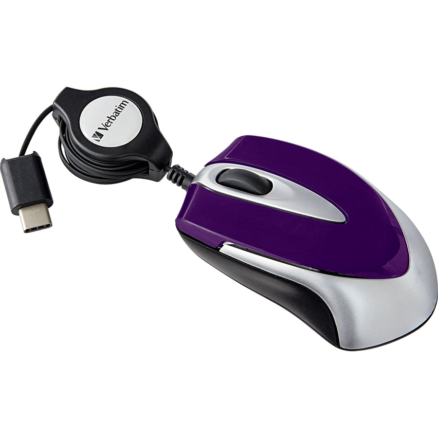 Verbatim USB-C Mini Optical Travel Mouse-Purple