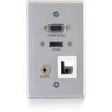 C2G HDMI, VGA, 3.5mm Audio Pass Through Single Gang Wall Plate with One Keystone - Aluminum