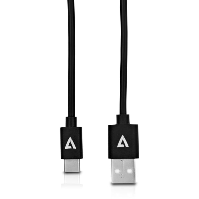V7 USB A Male to USB-C Male Cable USB 2.0 480 Mbps 3A 1m/3.3ft Black