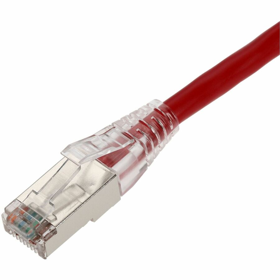 AddOn 6in Red CAT 6A Shielded PVC Ethernet Cable Snagless Bubble Boot RJ-45 M/M