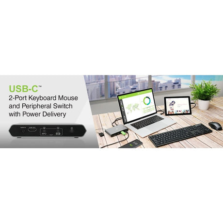 IOGEAR Access Pro USB-C 2-Port Keyboard Mouse & Peripheral Switch with Power Delivery