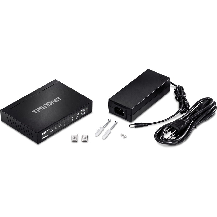 TRENDnet 6-port Gigabit Poe+ Switch; TPE-TG611; 4 X Gigabit Poe+ Ports; 1 X Gigabit Port; 1 X SFP Slot; Supports 100/1000Base-FX Fiber SFP Modules; Ethernet Desktop Network Switch; Lifetime Protection