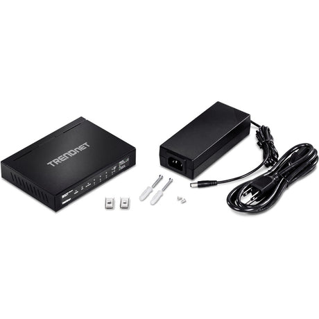 TRENDnet 6-port Gigabit Poe+ Switch; TPE-TG611; 4 X Gigabit Poe+ Ports; 1 X Gigabit Port; 1 X SFP Slot; Supports 100/1000Base-FX Fiber SFP Modules; Ethernet Desktop Network Switch; Lifetime Protection