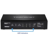 TRENDnet 6-port Gigabit Poe+ Switch; TPE-TG611; 4 X Gigabit Poe+ Ports; 1 X Gigabit Port; 1 X SFP Slot; Supports 100/1000Base-FX Fiber SFP Modules; Ethernet Desktop Network Switch; Lifetime Protection