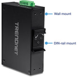 TRENDnet 8-Port Industrial Fast Ethernet PoE+ DIN-Rail Switch;TI-PE80;8 x Fast Ethernet PoE+ Ports;IP30 Network Unmanaged Switch;200W PoE Power Budget; 1.6Gbps Switching Capacity; Lifetime Protection