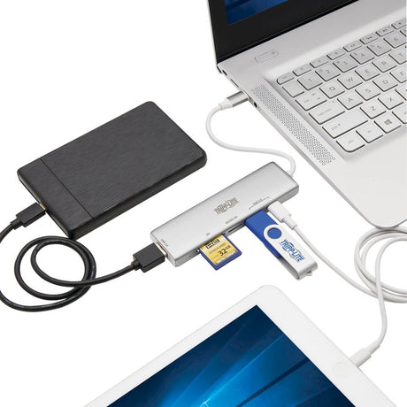 Eaton Tripp Lite Series USB-C Multiport Adapter, USB 3.x (5Gbps), USB-A/C Hub Ports, Card Reader, Silver