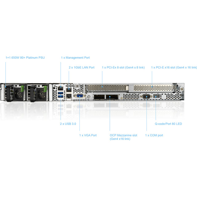 Asus RS500A-E10-RS12U Barebone System - 1U Rack-mountable - Socket SP3 - 1 x Processor Support