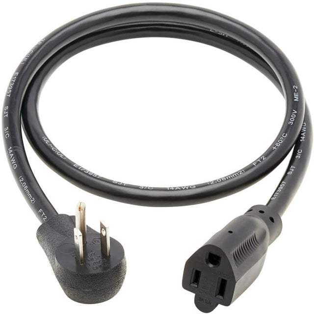Eaton Tripp Lite Series Power Extension Cord, Right-Angle 5-15P to 5-15R, 13A, 120V, 16 AWG, 3 ft. (0.91 m), Black