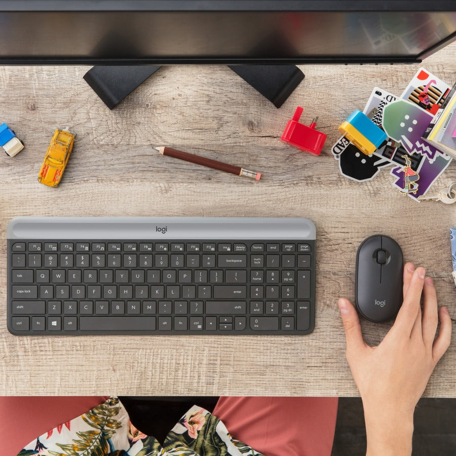 Logitech MK470 Slim Wireless Keyboard and Mouse Combo - Modern Compact Layout, Ultra Quiet - Graphite