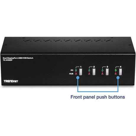 TRENDnet 4-Port Dual Monitor DisplayPort KVM Switch With Audio, 2-Port USB 2.0 Hub, 4K UHD Resolution Up To 3840 x 2160, Connect 4 DisplayPort Monitors, Dual Monitor 4 Port KVM Switch, Black, TK-440DP