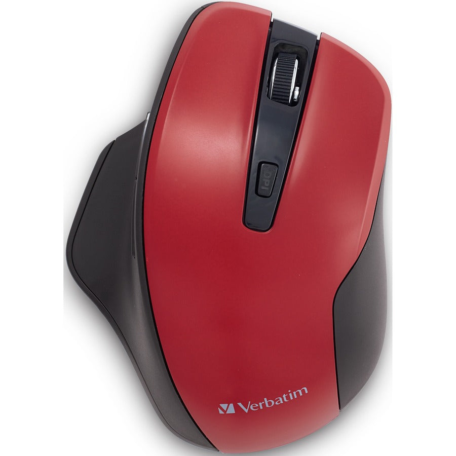 Verbatim Silent Ergonomic Wireless Blue LED Mouse - Red