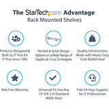 StarTech.com 1U Server Rack Cabinet Shelf - Fixed 16" Deep Cantilever Rackmount Tray for 19" Data/AV/Network Enclosure w/cage nuts, screws
