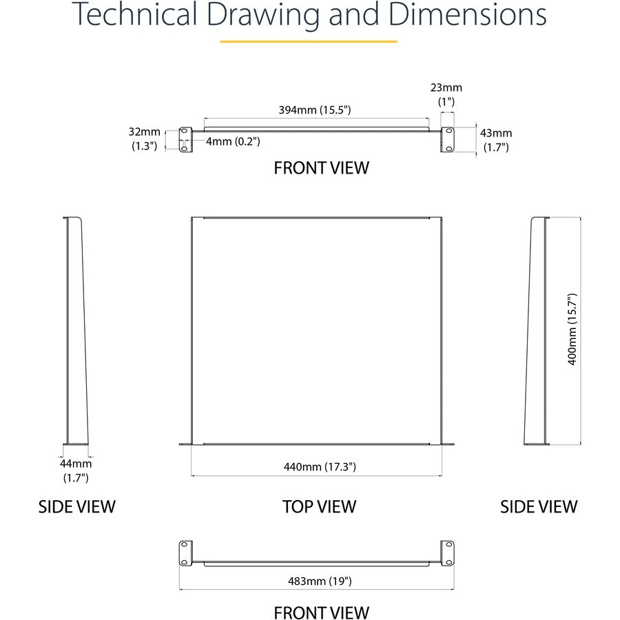 StarTech.com 1U Server Rack Cabinet Shelf - Fixed 16" Deep Cantilever Rackmount Tray for 19" Data/AV/Network Enclosure w/cage nuts, screws