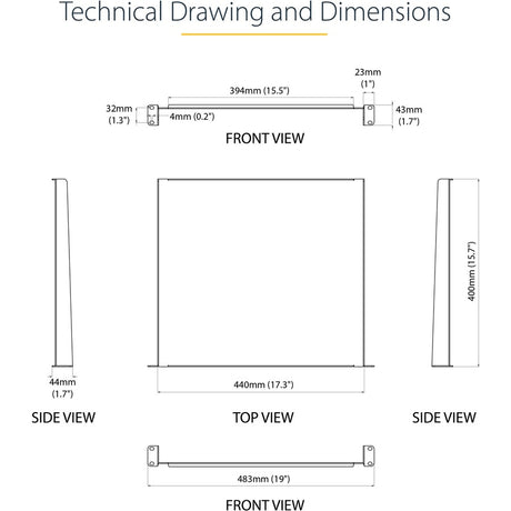 StarTech.com 1U Server Rack Cabinet Shelf - Fixed 16" Deep Cantilever Rackmount Tray for 19" Data/AV/Network Enclosure w/cage nuts, screws