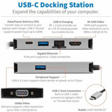 Eaton Tripp Lite Series USB-C Dock, Dual Display - 4K HDMI, VGA, USB 3.x (5Gbps), USB-A/C Hub, GbE, 100W PD Charging