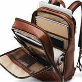 Samsonite SAM Classic Leather Carrying Case (Backpack) for 14.1" Notebook, Gear, Passport, Headphone, Accessories - Cognac