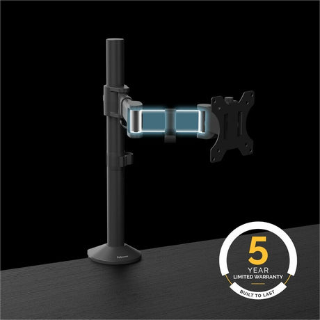 Fellowes Reflex Series Adjustable Monitor Arm for Desk, Supports 32-Inch Monitors, Ergonomic Single Monitor Stand with VESA Mount, Easy Setup with Grommet or Clamp