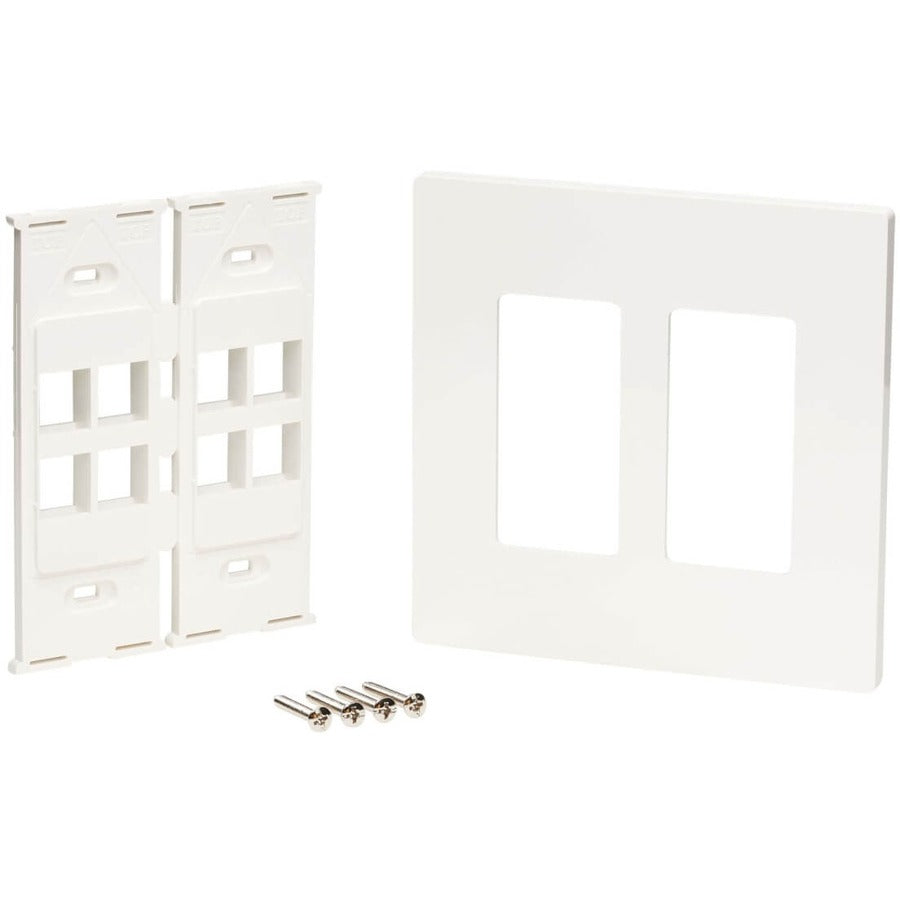 Eaton Tripp Lite Series 8-Port Keystone Double-Gang Faceplate, White, TAA
