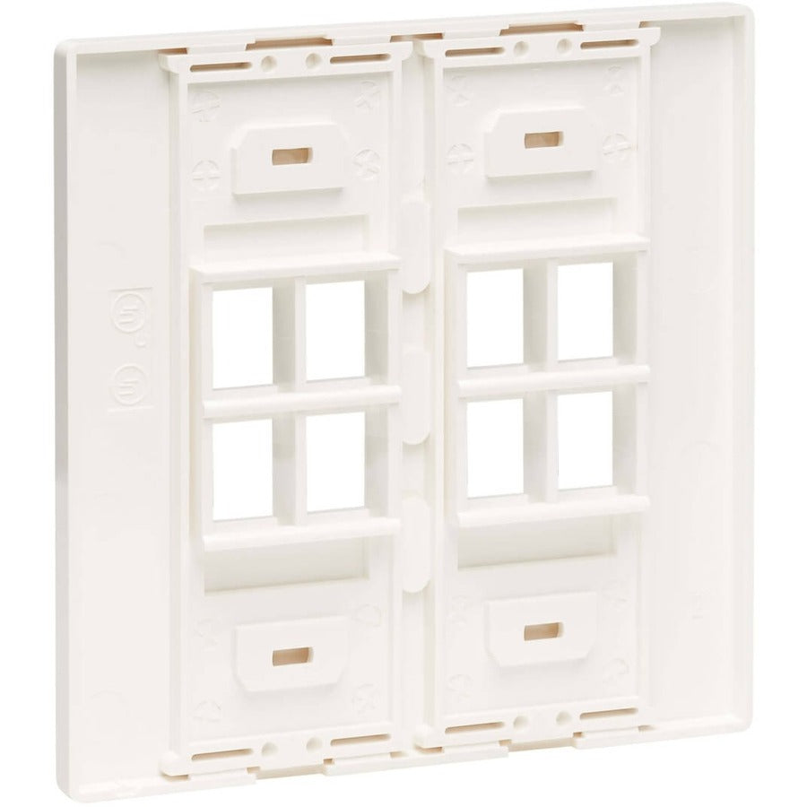 Eaton Tripp Lite Series 8-Port Keystone Double-Gang Faceplate, White, TAA